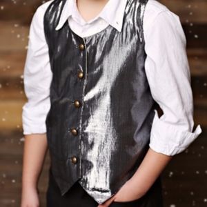 Boys Mustard Pie Holiday Vest Black Metallic L 6-7